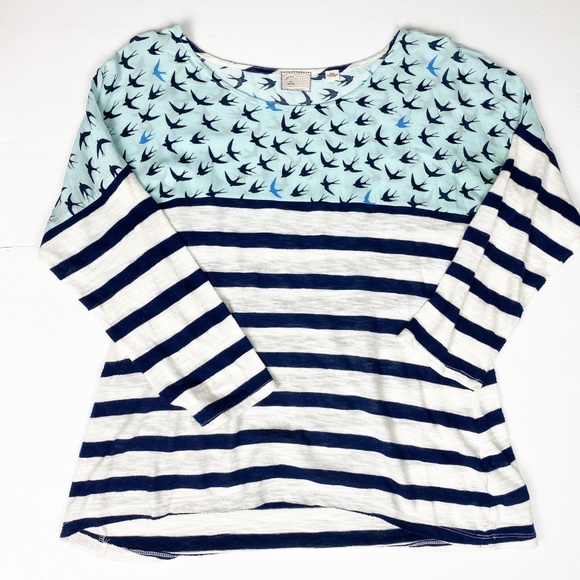 Anthropology Postage Stamp 3/4 Sleeve Shirt  M - Picture 2 of 4